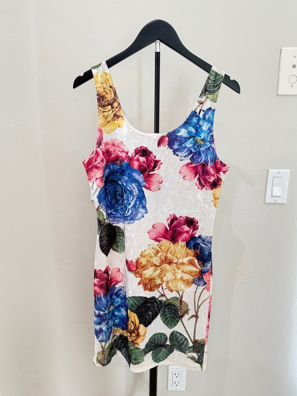 Gaze USA Floral Crushed Velvet Bodycon Dress Whimsigoth Cottagecore Coquette